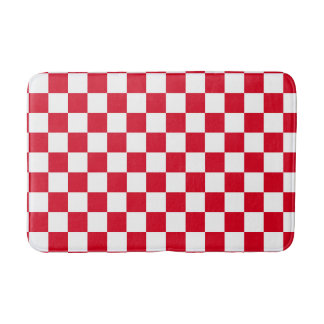 Red and White Checkerboard Pattern  Bath Mat