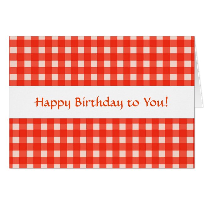 Red and White Checkerboard Pattern Birthday Card