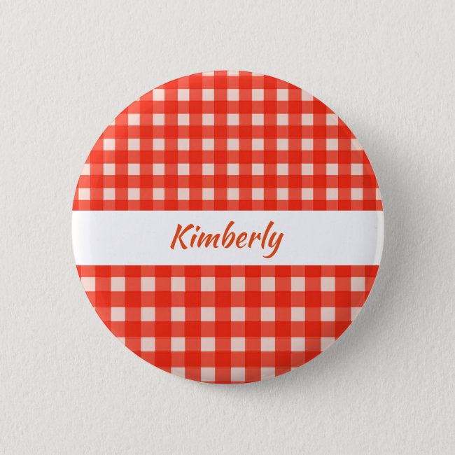 Red and White Checkerboard Pattern Button