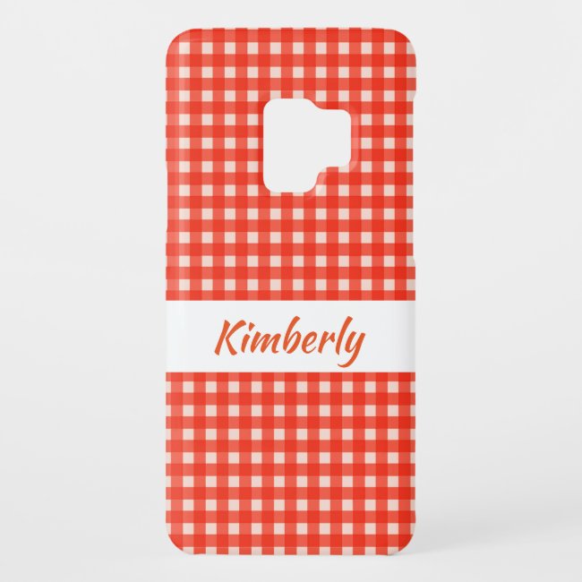 Red and White Checkerboard Pattern Galaxy S9 Case