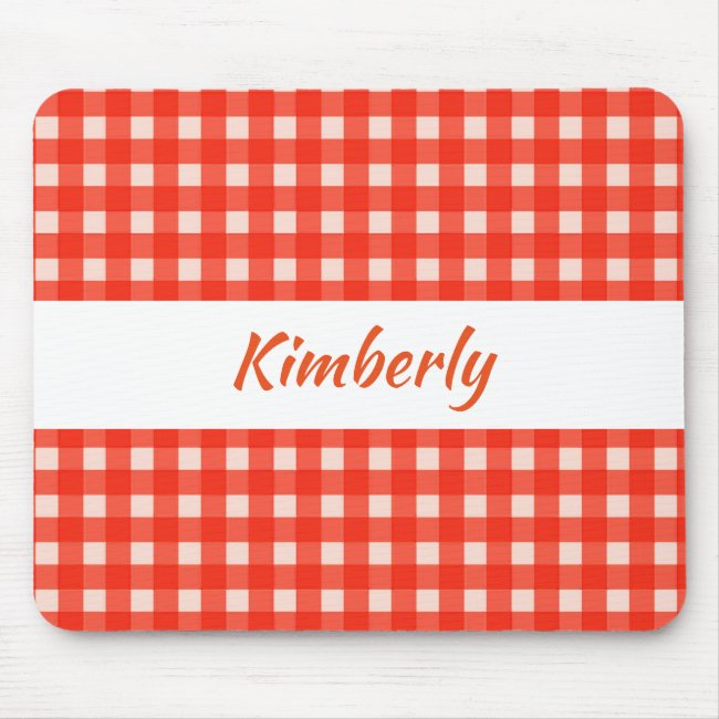 Red and White Checkerboard Pattern Mousepad