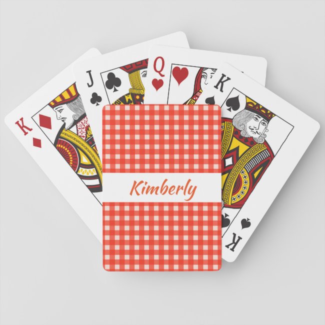 Red and White Checkerboard Pattern Playing Cards