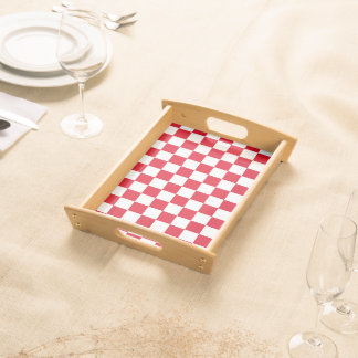 Red and White Checkerboard Pattern  Serving Tray