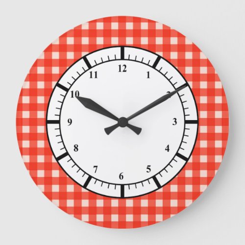 Red and White Checkerboard Pattern Wall Clock