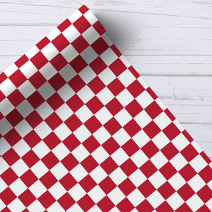 Red and White Checkerboard Pattern Wrapping Paper