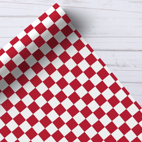 Red And White Checkerboard Pattern Wrapping Paper