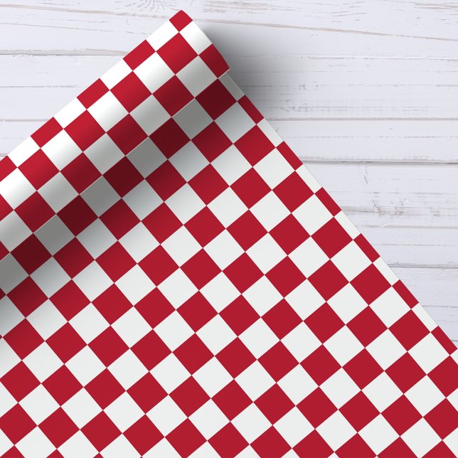 Red and White Checkerboard Pattern Wrapping Paper (Creator Uploaded)