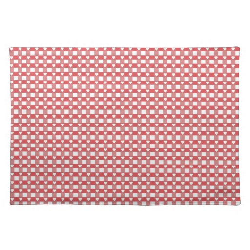 Red and White Checkerboard with Hearts placemat. Placemat | Zazzle