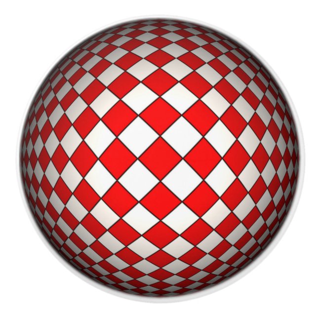 Red and White Checkered Door Knob Pull (Front)