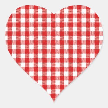Red And White Checkered Heart Sticker by KraftyKays at Zazzle