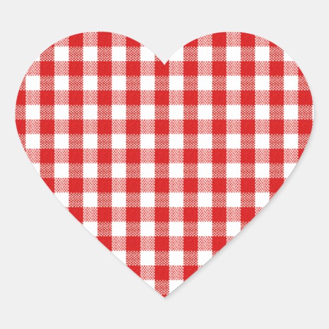 Red and White Checkered Heart Sticker (Front)