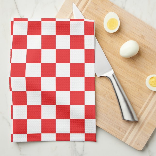 Red and White Checkered Kitchen Towel (Quarter Fold)