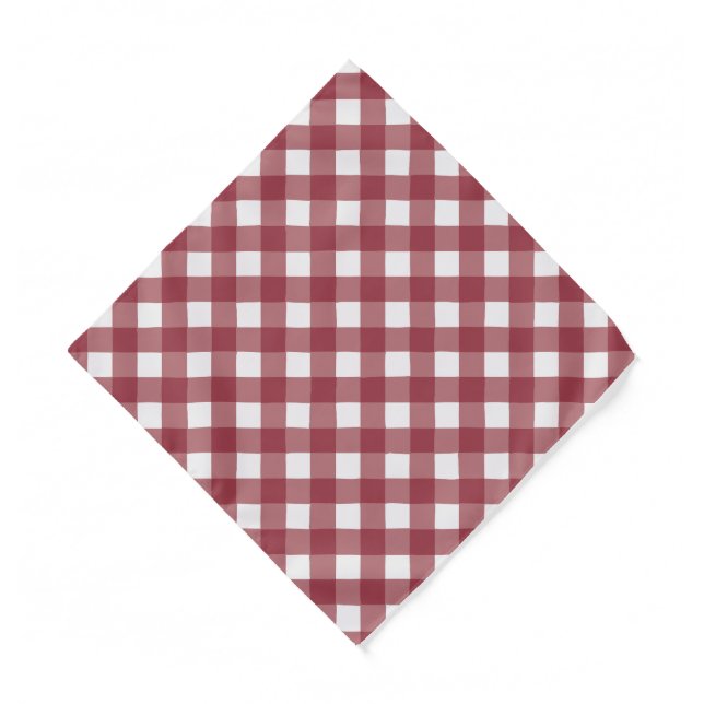 Red and White Checkered Pattern Bandana (Front)