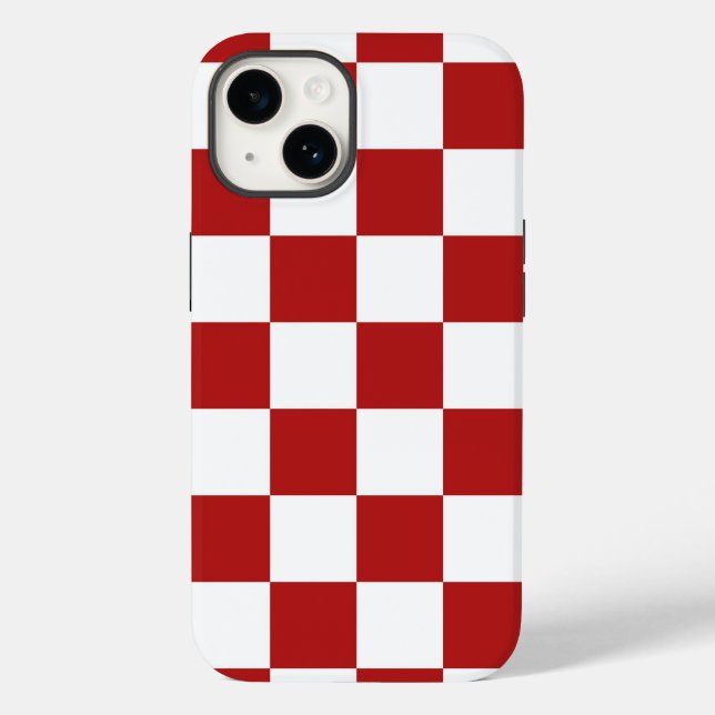 Red and White Checkered Pattern Case-Mate iPhone Case (Back)