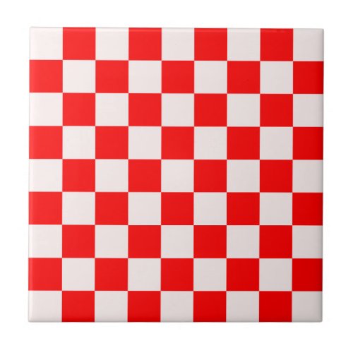 Red and White Checkered Pattern  Ceramic Tile