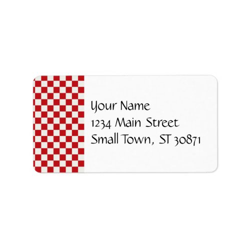 Red and White Checkered Pattern Country BBQ Colors Label