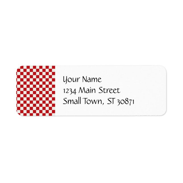 Red and White Checkered Pattern Country BBQ Colors Label (Front)