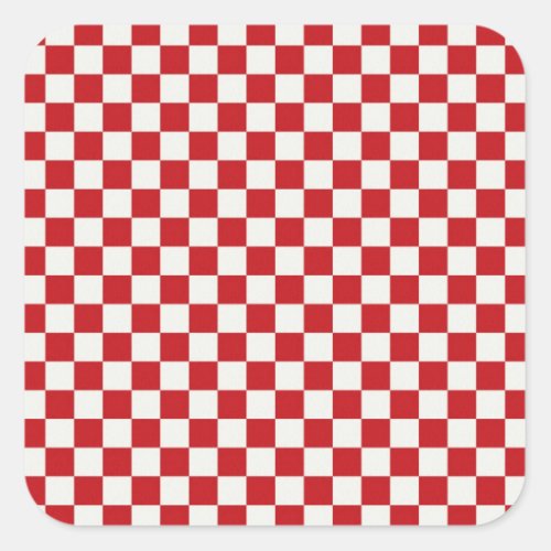 Red and White Checkered Pattern Country BBQ Colors Square Sticker