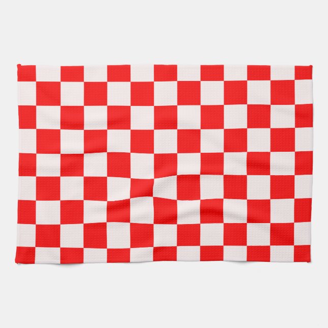 Red and White Checkered Pattern  Kitchen Towel (Horizontal)