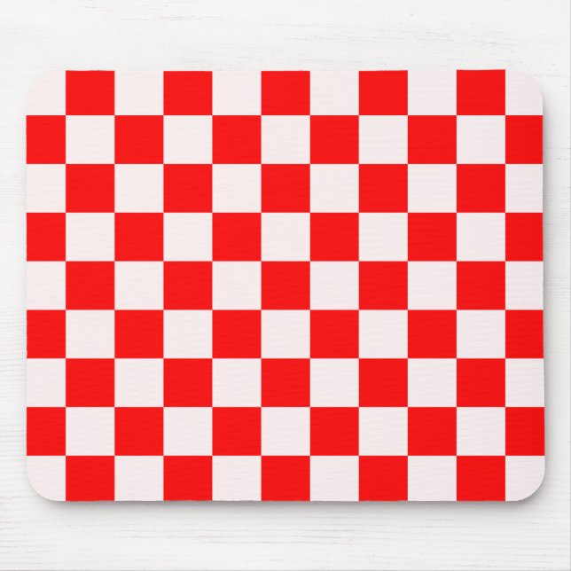 Red and White Checkered Pattern  Mouse Pad (Front)