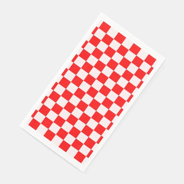 Red and White Checkered Pattern   Paper Guest Towels (Corner)