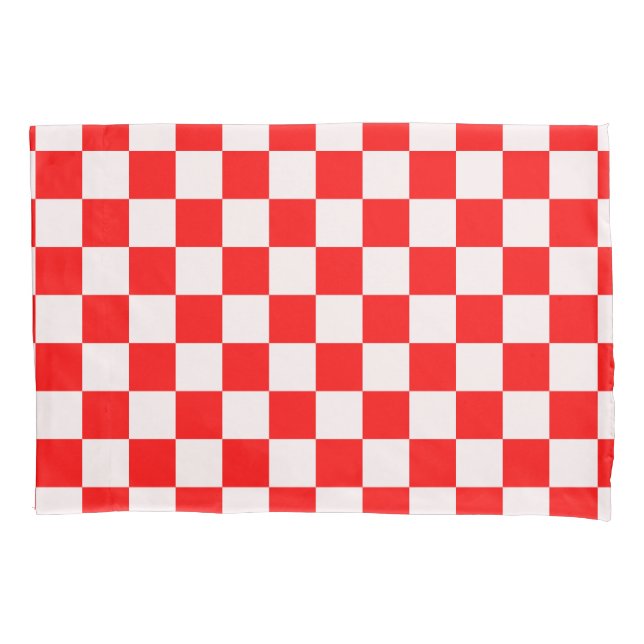 Red and White Checkered Pattern   Pillow Case (Front)