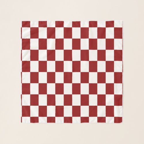 Red and White Checkered Pattern Scarf