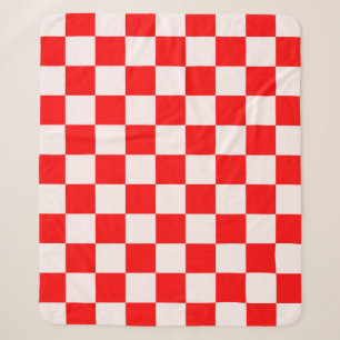 Red and White Checkered Pattern Sherpa Blanket
