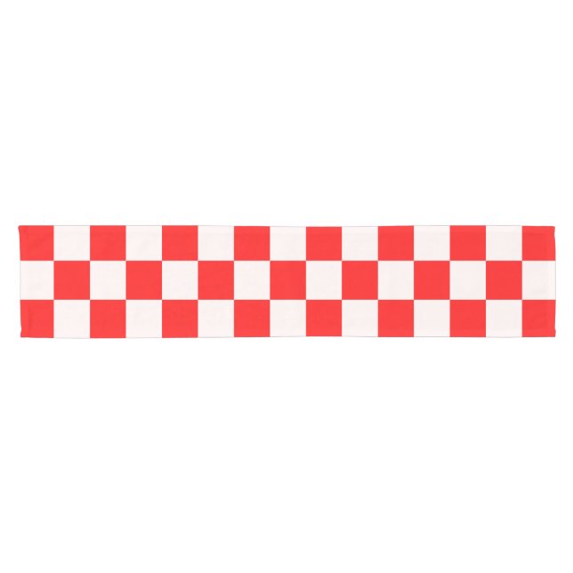 Red and White Checkered Pattern  Short Table Runner (Horizontal)