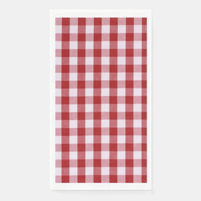 Red and White Checkered Pattern/Squares  Paper Guest Towels (Front)