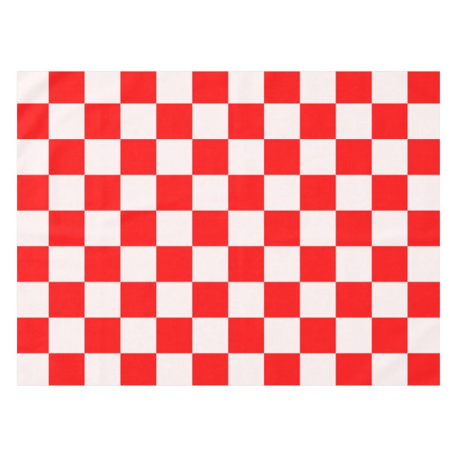 Red and White Checkered Pattern  Tablecloth (Front (Horizontal))