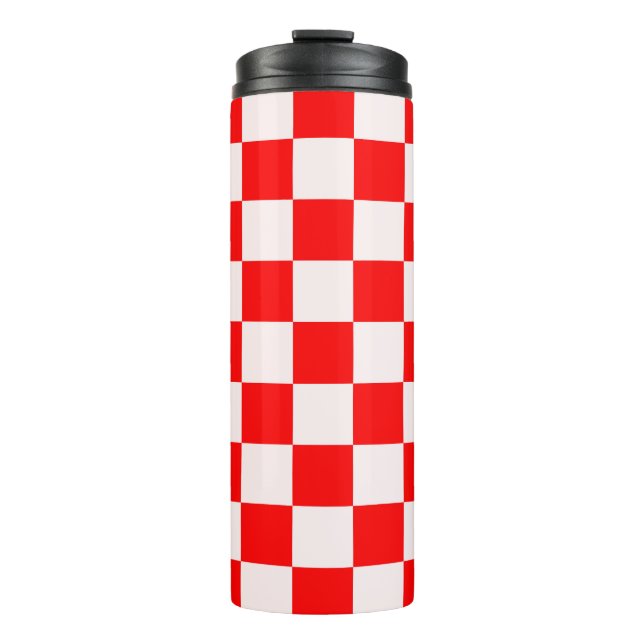 Red and White Checkered Pattern  Thermal Tumbler (Front)