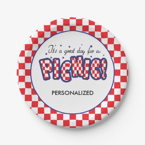 Red and White Checkered Picnic Paper Plates