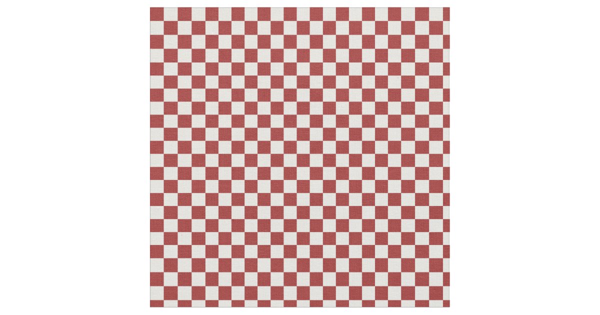Red and White Checkered Squares Fabric | Zazzle
