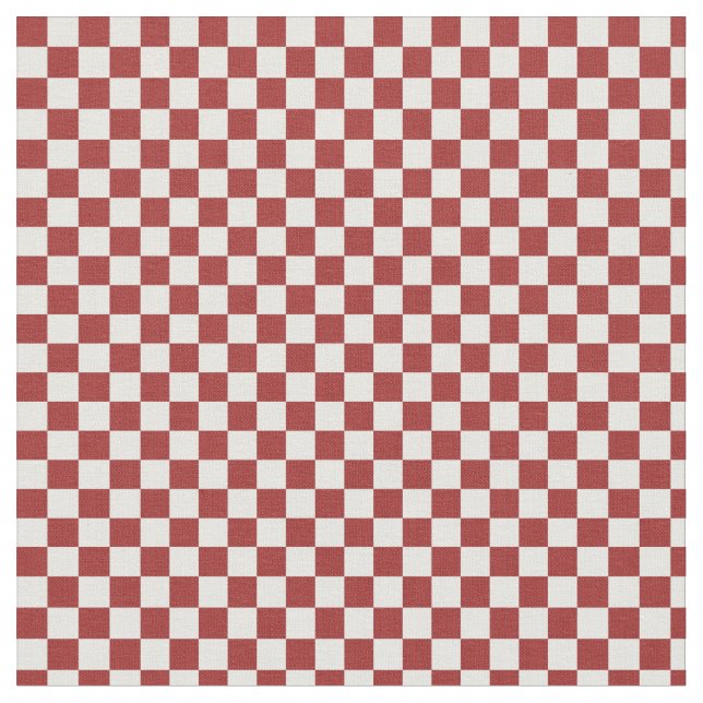 Red and White Checkered Squares Fabric (Close Up)
