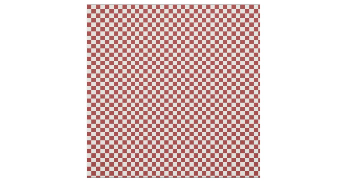 Red and White Checkered Squares Fabric | Zazzle