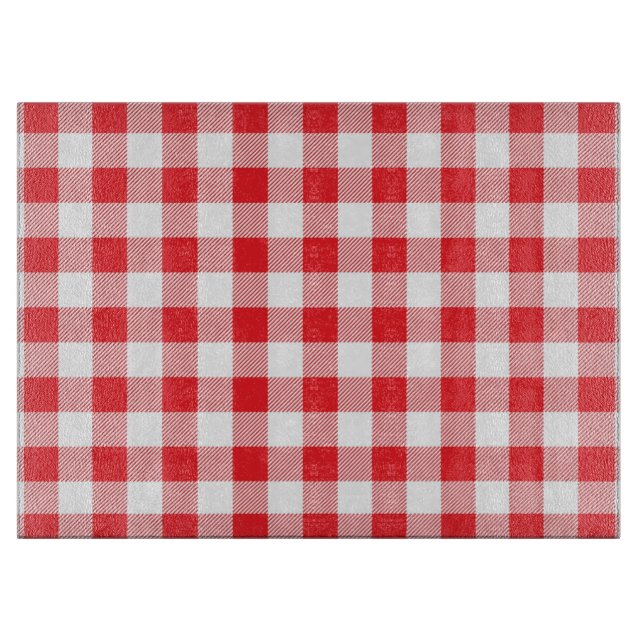 Red and White Checkered Stripes Cutting Board (Front)
