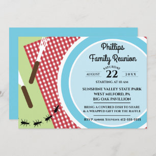 Red and White Checkered Tablecloth Family Reunion Invitation
