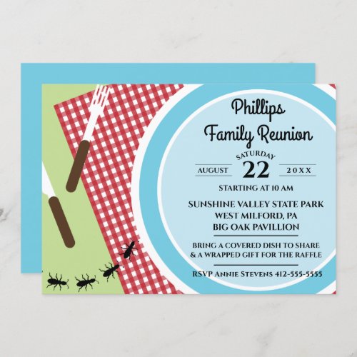 Red and White Checkered Tablecloth Family Reunion Invitation