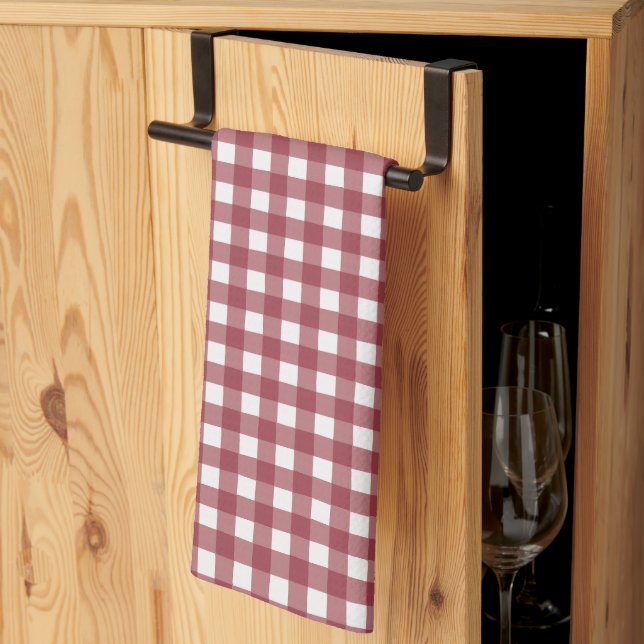 Red and White Checkers Pattern Kitchen Towel (Thirds Fold)