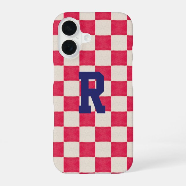 Red and White Checks iPhone Case (Back)
