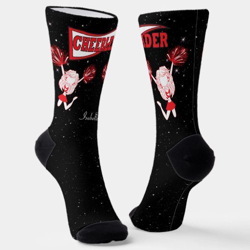 Red and White Cheerleader Girl Socks