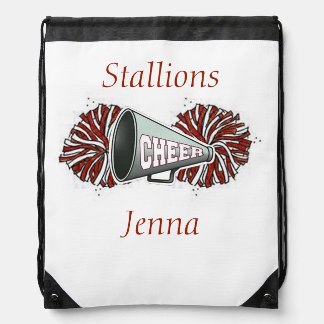 Red and White Cheerleading Personalized Backpack (Front)