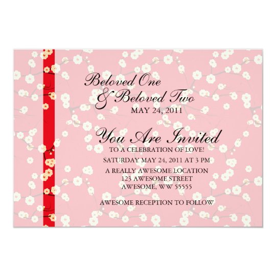 Red and White Cherry Blossoms Card