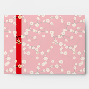 Red and White Cherry Blossoms Envelope