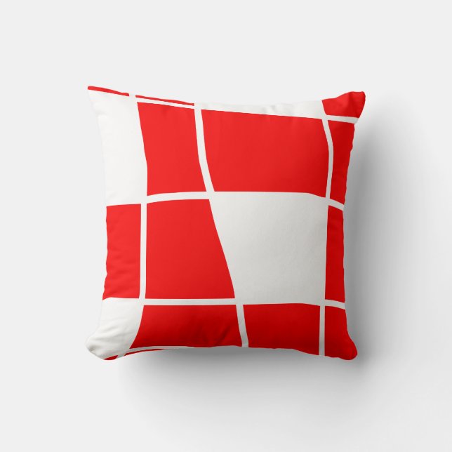 Red and white Chess Throw Pillow (Front)