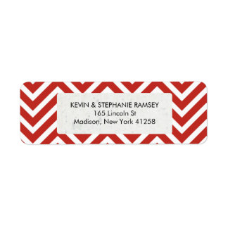 Red and White Chevron Label