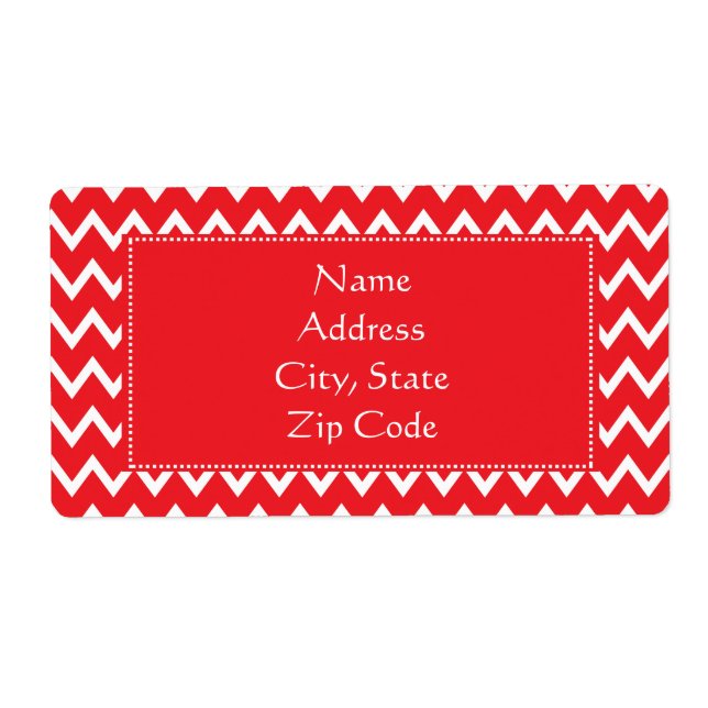 Red and White Chevron Pattern Label (Front)