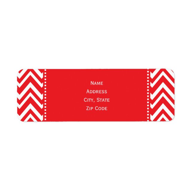 Red and White Chevron Pattern Label (Front)