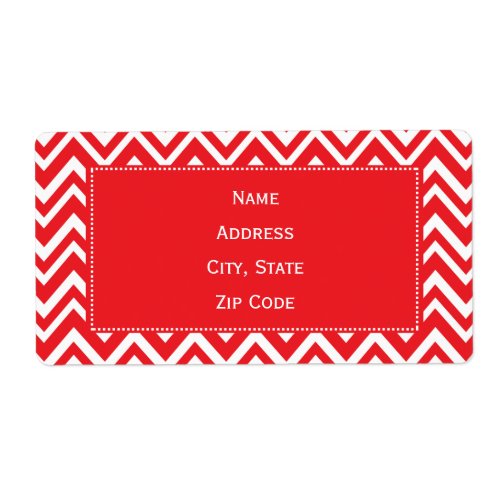 Red and White Chevron Pattern Label